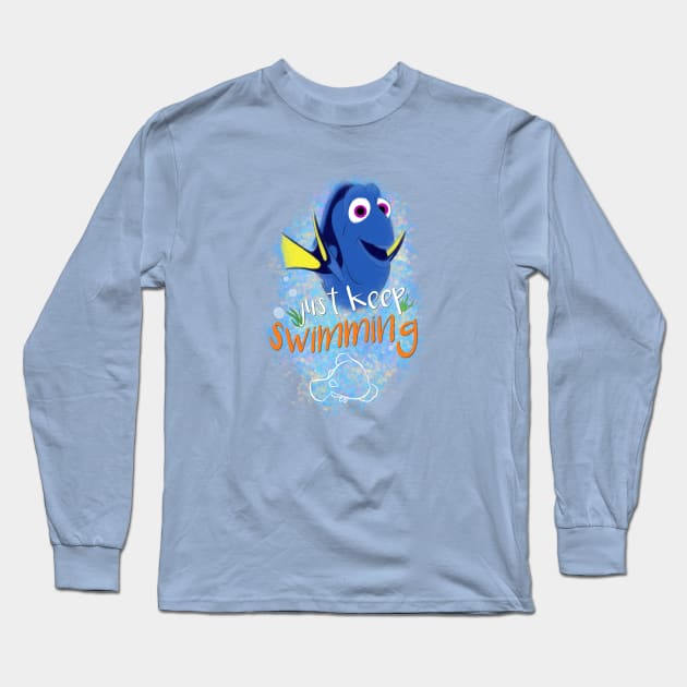 Just Keep Swimming Long Sleeve T-Shirt by ShutterStudios